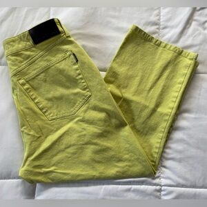 Cambio Lime Green Cropped Stretch Jeans Size 12 High Rise Ankle Pants
